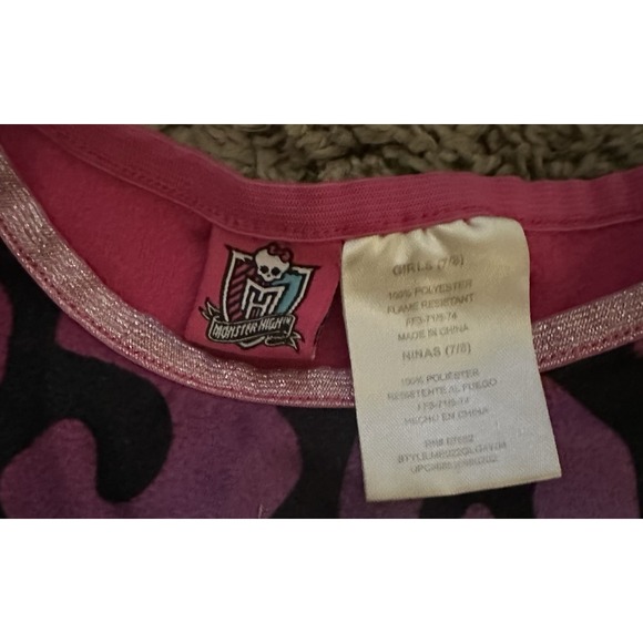 Monster High Fleece Nightgown Girls 7/8 - Picture 2 of 2